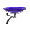 14" Cobalt Blue Crackle Birdbath- Wall Mount Bracket