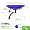 14" Cobalt Blue Crackle Birdbath- Wall Mount Bracket