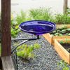 14" Cobalt Blue Crackle Birdbath- Wall Mount Bracket