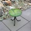 14" Fern Green Crackle Birdbath- Tripod Stand