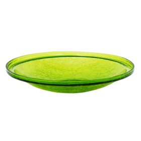 14" Crackle Glass Bowl - Fern Green