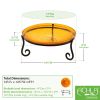 14" Mandarin Crackle Birdbath- Short Stand II