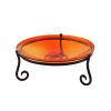 14" Red Crackle Birdbath- Short Stand II