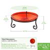 14" Red Crackle Birdbath- Short Stand II