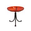 14" Red Crackle Birdbath- Tripod Stand