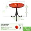 14" Red Crackle Birdbath- Tripod Stand