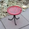 14" Red Crackle Birdbath- Tripod Stand