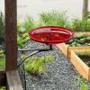 14" Red Crackle Birdbath- Wall Mount Bracket