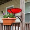 14" Red Crackle Birdbath- Wall Mount Bracket