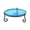 14" Teal Crackle Birdbath- Short Stand II