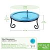 14" Teal Crackle Birdbath- Short Stand II