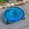 14" Teal Crackle Birdbath- Short Stand II