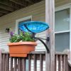 14" Teal Crackle Birdbath- Wall Mount Bracket