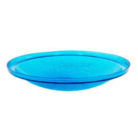 14" Crackle Glass Bowl - Teal