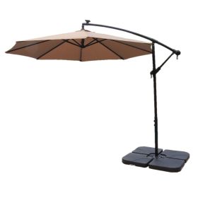 AZ Patio Heaters Offset Cantilever Umbrella in Tan with LED Lights