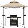 Outdoor 8 x 5 Ft Patio Grill Gazebo with Khaki Vented Canopy