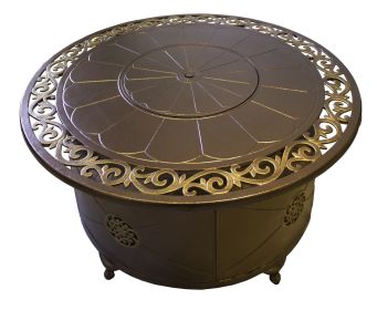 AZ Patio Heaters Outdoor Round Aluminum Propane Fire Pit with Scroll Design