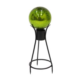 6" Fern Green Crackle Glass Gazing Globe with Stand