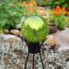 6" Fern Green Crackle Glass Gazing Globe with Stand