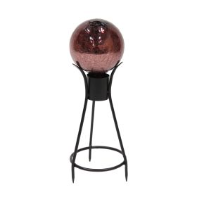 6" Plum Crackle Glass Gazing Globe with Stand