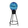 6" Teal Crackle Glass Gazing Globe with Stand