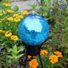 6" Teal Crackle Glass Gazing Globe with Stand