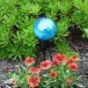 6" Teal Crackle Glass Gazing Globe with Stand