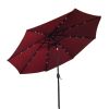 AZ Patio Heaters Solar Market Umbrella with LED Lights in Red