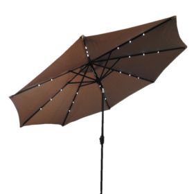 AZ Patio Heaters Solar Market Umbrella with LED Lights in Tan