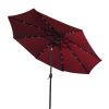 AZ Patio Heaters Solar Market Umbrella with LED Lights in Red with  Base