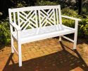 White Fretwork Bench