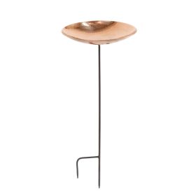 Polished Copper Birdbath- Stake