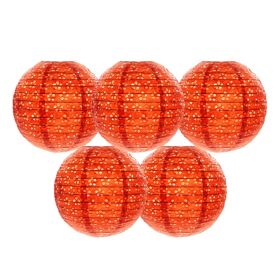 5 Pcs 8" Orange Chinese Style Paper Lantern Hollow-out Decorative Hanging Lanterns for Wedding Party Christmas