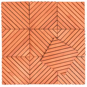 Dashiell 12-Diagonal Slat Eucalyptus Interlocking Deck Tile (Set of 10 Tiles)