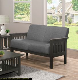 Classic Living Room 1pc Loveseat Gray Cushion Seat and Back Solid Rubberwood Furniture Transitional Style