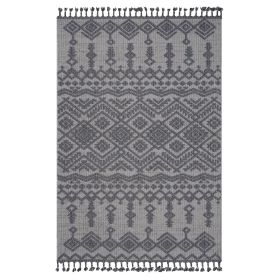 NAAR Guros Collection 5X7 White/Gray /Traditional Indoor/Outdoor Area Rug