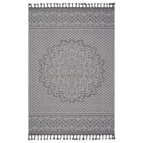 NAAR Guros Collection 6X9 Gray/White /Medallion Indoor/Outdoor Area Rug