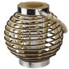 9.5" Rustic Chic Round Rattan Decorative Candle Holder Lantern with Jute Handle