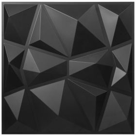 VEVOR 13 Pack 19.7x19.7Inches Diamond 3D PVC Wave Panels for Interior Wall Decor Black Textured 3D Wall Tiles