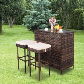 Bar Table And Bar Stool Three-Piece Set Brown Gradient