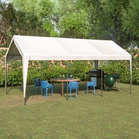 10x20 Heavy Duty Steel Canopy Tent with Roll-up Ventilated Windows, Garage Carport with Removable Sidewall & Doors, White