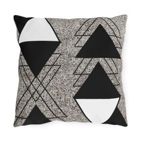 Decorative Outdoor Pillows With Zipper - Set Of 2, Black And White Triangular Colorblock