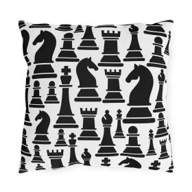 Decorative Outdoor Pillows - Set Of 2, Black And White Chess Print