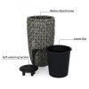 14.6" Self-watering Wicker Planter - Garden Decoration Pot - Gray - Round