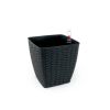 2-Pack Self-watering Planter - Hand Woven Wicker - Thin Square - Espresso