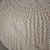 Bordeaux Knitted Cotton Round Pouf, Beige