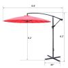 9 Ft Offset Hanging Market Patio Umbrella w/Easy Tilt Adjustment for Backyard, Poolside, Lawn and Garden, Red