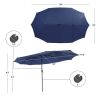 15 Feet Twin Patio Umbrella with 48 Solar LED Lights