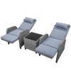 U_Style Outdoor Rattan Two-person Combination With Coffee Table, Adjustable, Suitable For Courtyard, Swimming Pool, Balcony