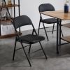 4pcs Elegant Foldable Iron & PVC Chairs for Convention & Exhibition Black